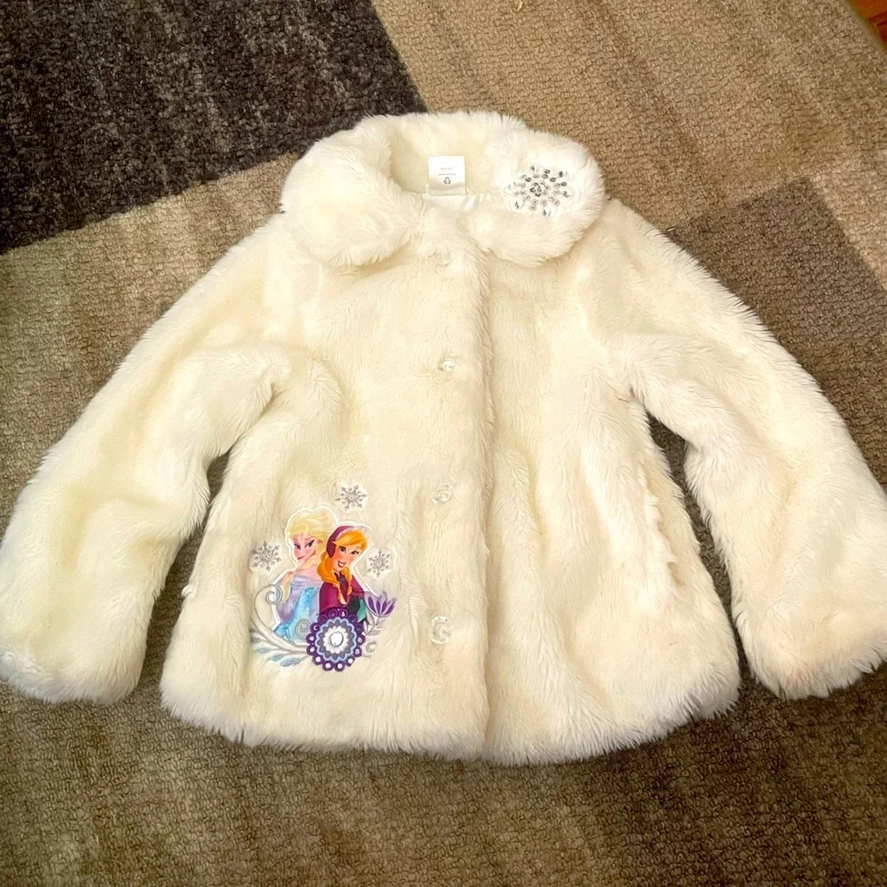Girls Frozen faux fur coat - Picture 1 of 5